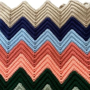 Hand Made Crochet Multi Color Throw / Lap Blanket